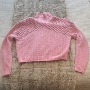 Free People Pink Textured Mock Neck Sweater